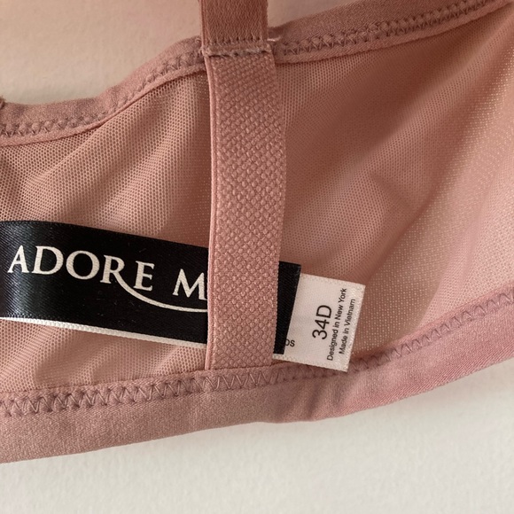 AdoreMe Dusty Pink Unlined Mesh Panel Bra - Picture 3 of 3